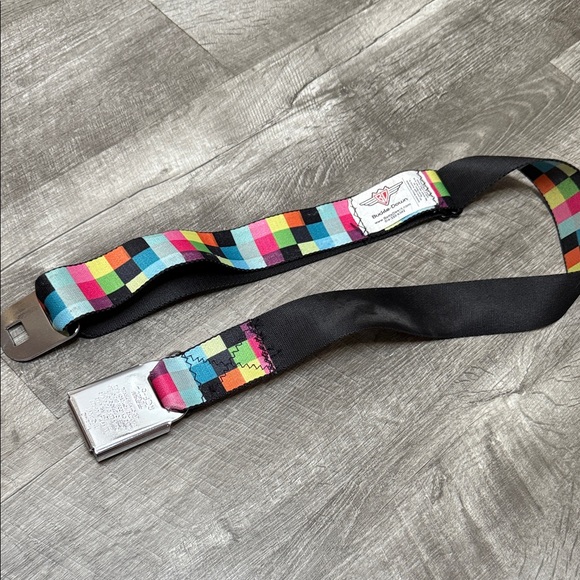 Buckle-Down Colorful Checkered Unisex Belt with Silver Buckle - Picture 7 of 10